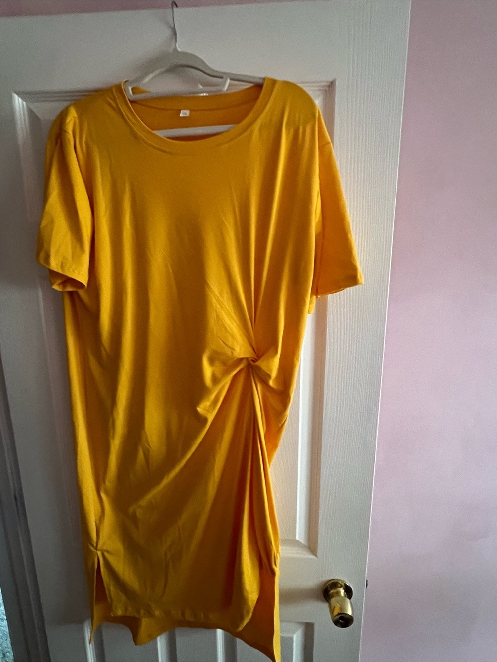 Knot-Detail Yellow T-Shirt Dress